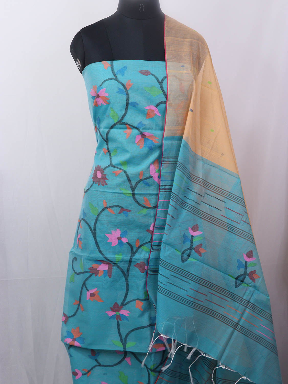 Vastu Jamdani 1 Fancy Casual Wear Pure Lawn Cotton Printed Neck Work And  Daman Work Designer Dress Material Collection - The Ethnic World